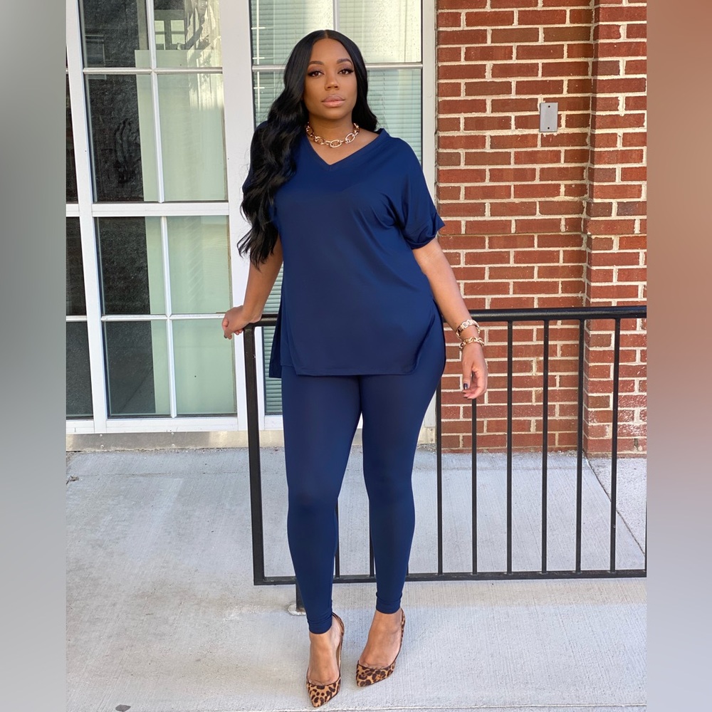 Comfy Chic Leggings Set-Midnight Blue
